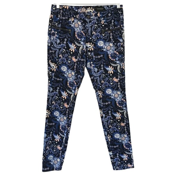 Club Monaco Floral Pattern Alessia Corduroy Skinny Jeans Size 6 Zip Pockets - Picture 1 of 11